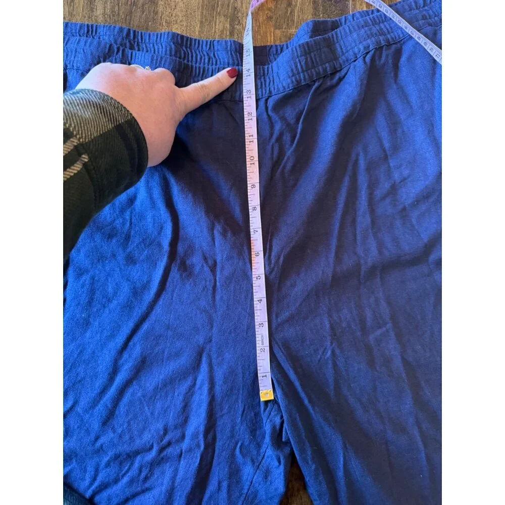Naturals D&Co Blue Wide Leg Linen Blend Pull On High Rise Pants 3X NWT - Picture 5 of 10